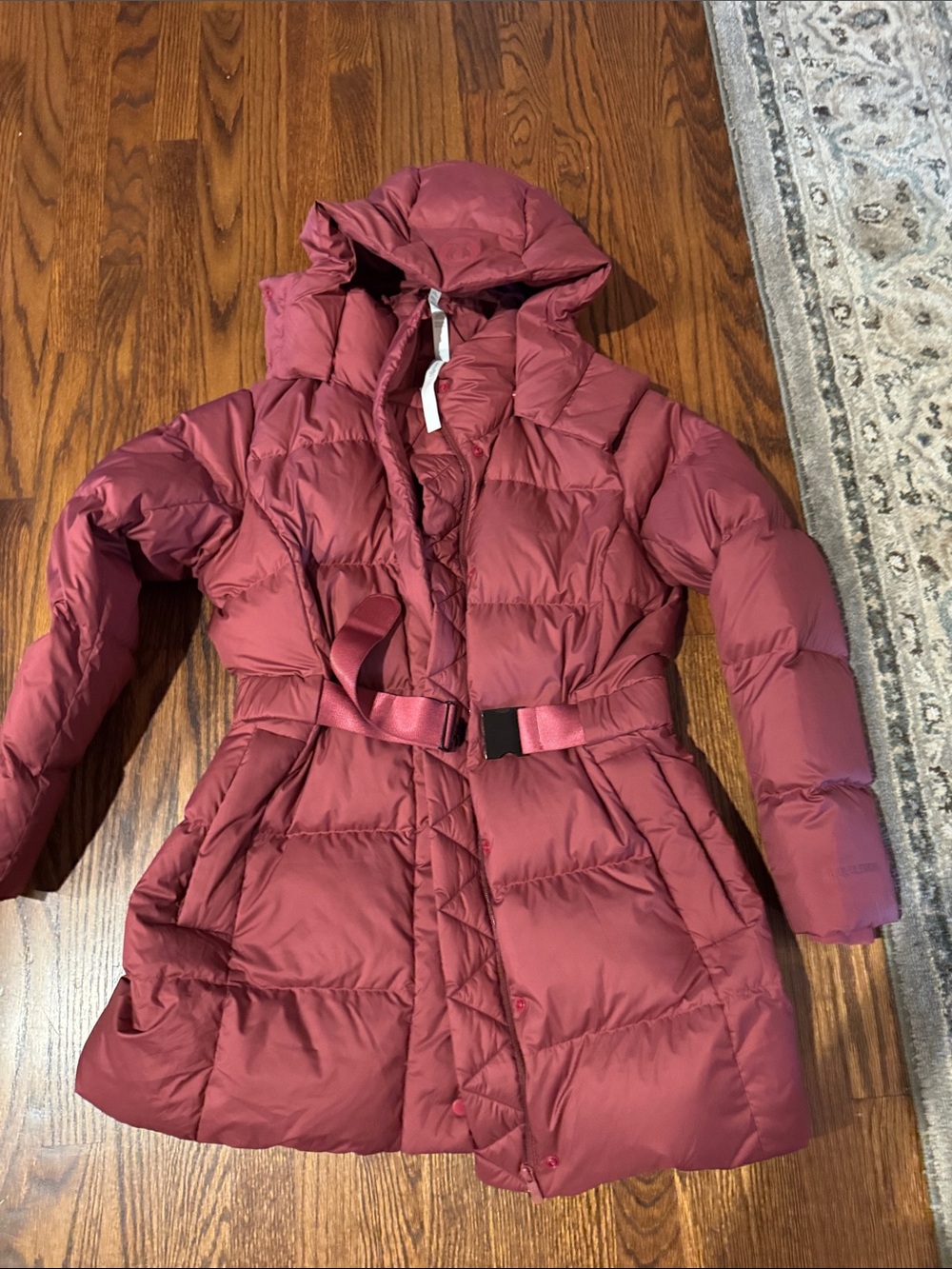 Lululemon Puffer Coat with Hood in Deep Rose